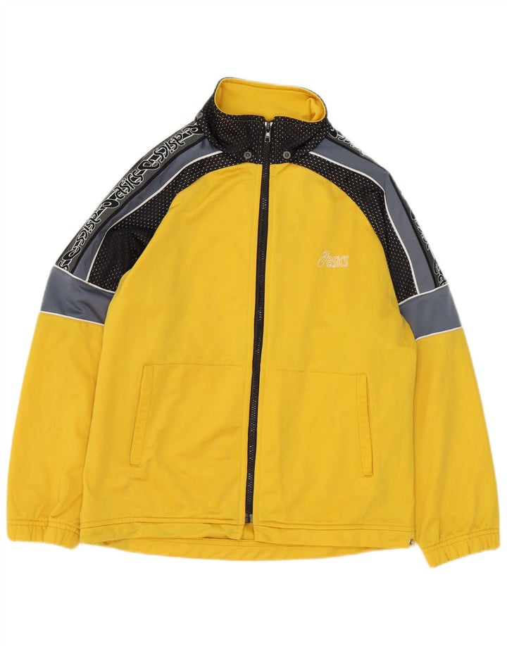Asics Boys Graphic Tracksuit Top Jacket 13-14 Years Yellow Colourblock