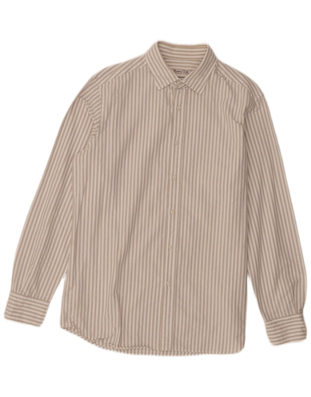 Massimo Dutti Mens Shirt Large White Pinstripe Cotton