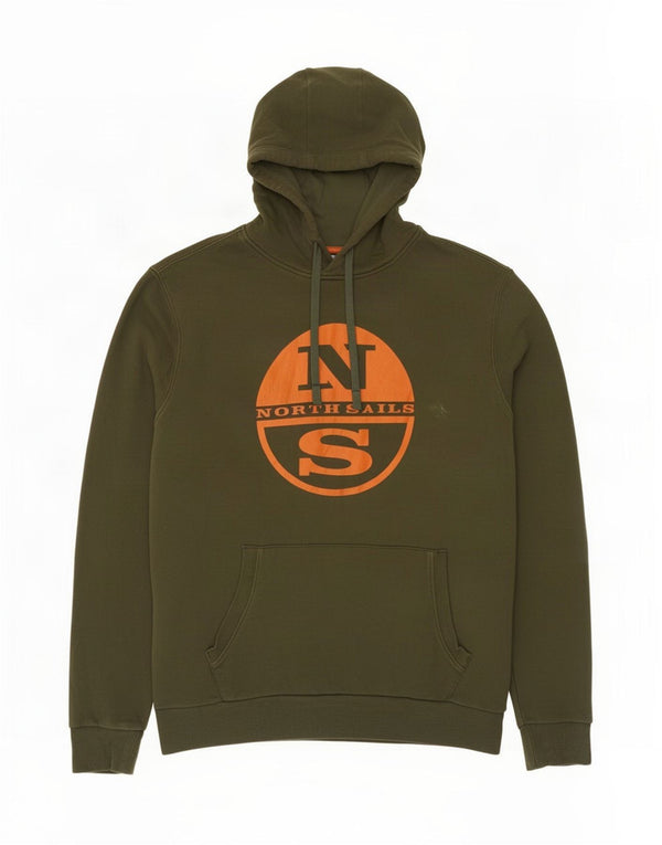 North Sails Mens Graphic Hoodie Jumper Medium Khaki Cotton