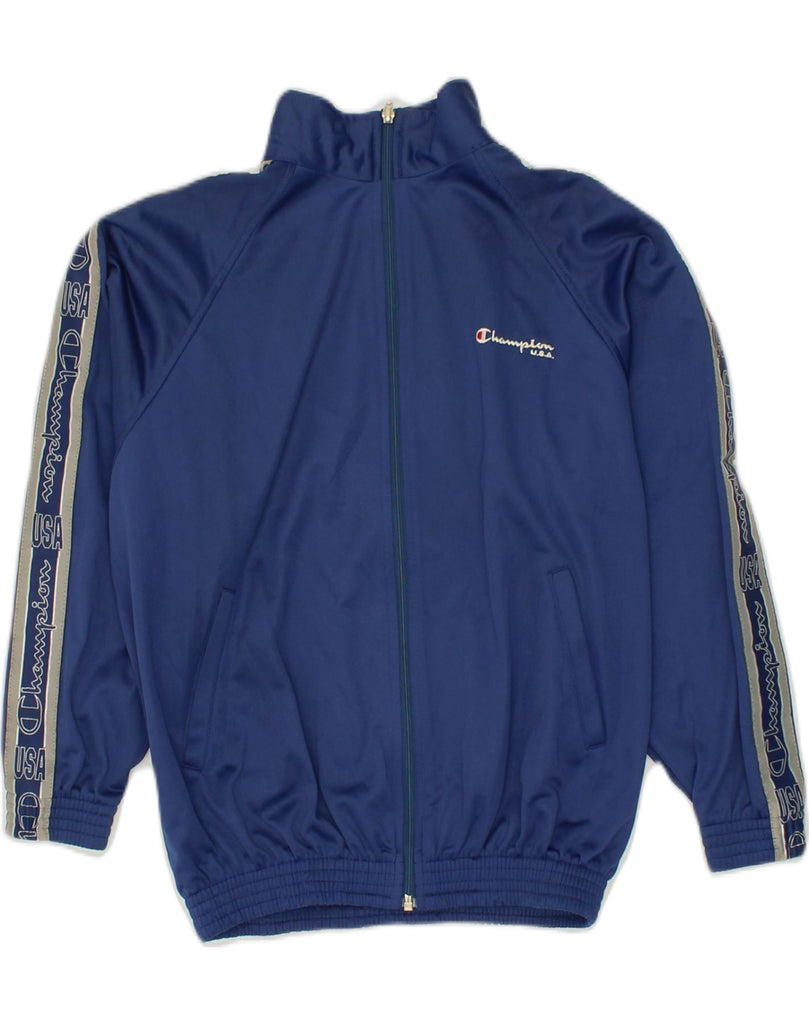 CHAMPION Girls Tracksuit Top Jacket 11-12 Years Large Navy Blue Polyester | Vintage Champion | Thrift | Second-Hand Champion | Used Clothing | Messina Hembry 