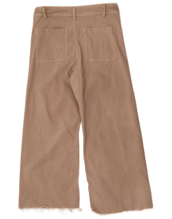 Zara Womens The Marine Wide Leg Casual Trousers EU 44 Large W34 L28 Beige