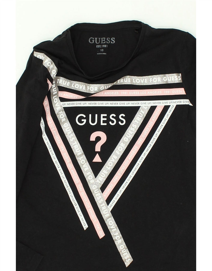 GUESS Girls Graphic Top Long Sleeve 9-10 Years Black Cotton | Vintage Guess | Thrift | Second-Hand Guess | Used Clothing | Messina Hembry 