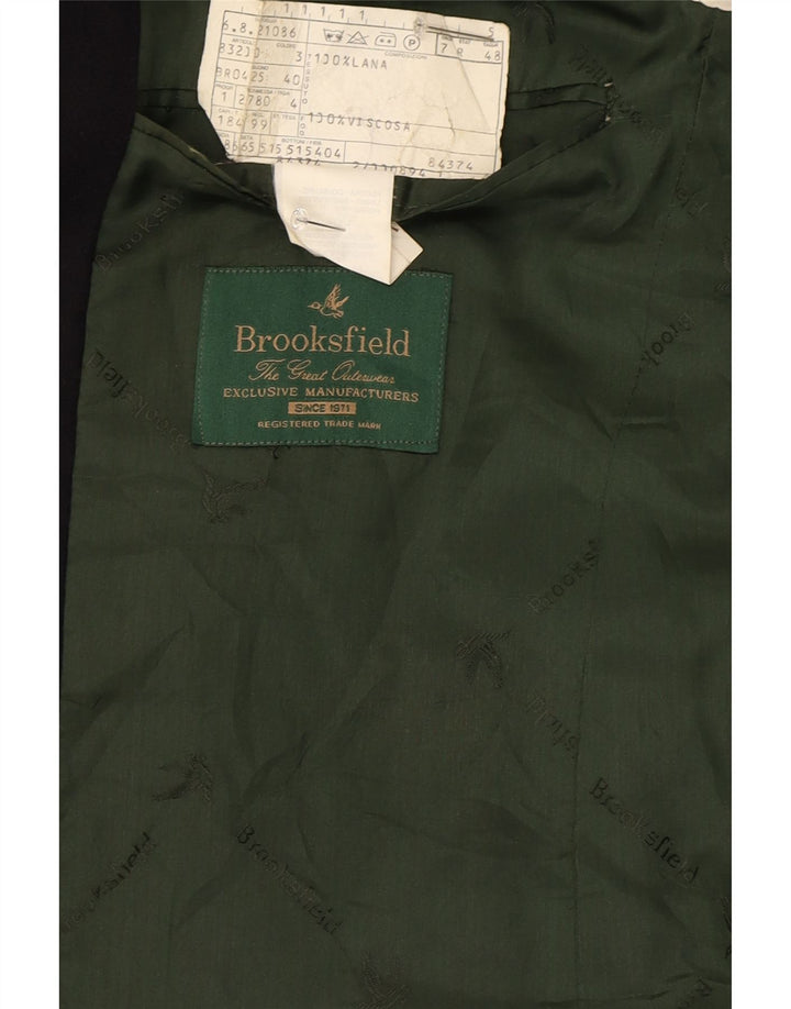 Brooksfield Mens 2 Button Blazer Jacket IT 48 Medium Black Wool