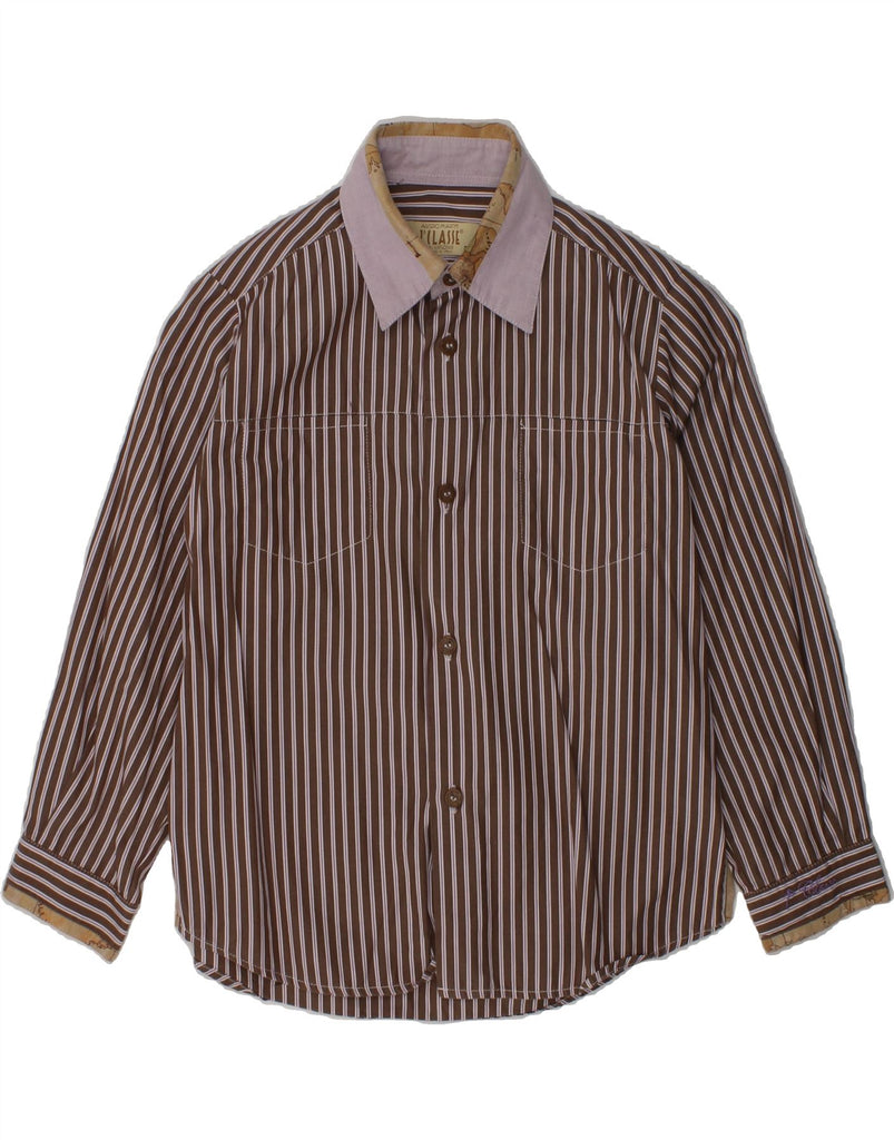 ALVIERO MARTINI Boys Shirt 4-5 Years Brown Striped Cotton | Vintage ALVIERO MARTINI | Thrift | Second-Hand ALVIERO MARTINI | Used Clothing | Messina Hembry 