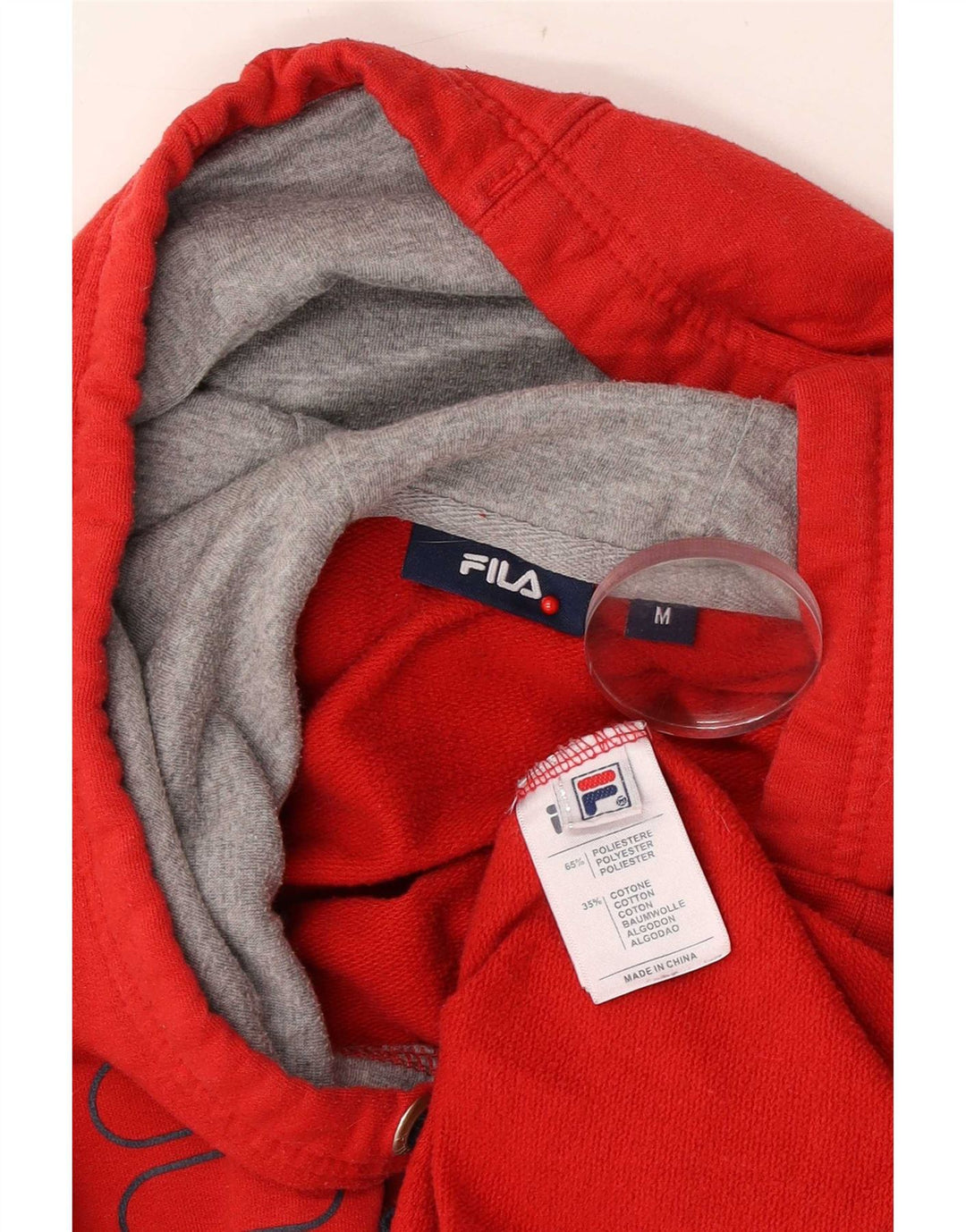 Fila Womens Graphic Hoodie Jumper UK 14 Medium Red Polyester