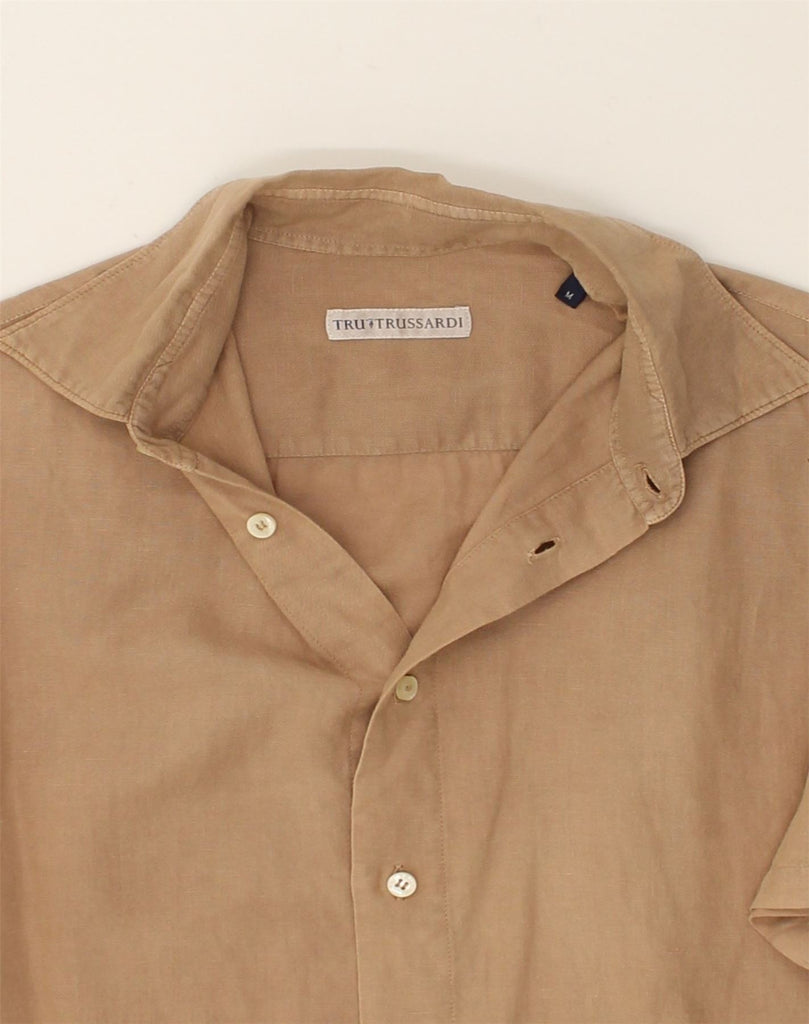 TRUSSARDI Mens Short Sleeve Shirt Medium Brown | Vintage Trussardi | Thrift | Second-Hand Trussardi | Used Clothing | Messina Hembry 