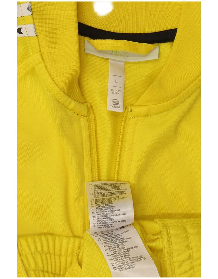 ADIDAS Womens Tracksuit Top Jacket UK 16 Large Yellow Polyester