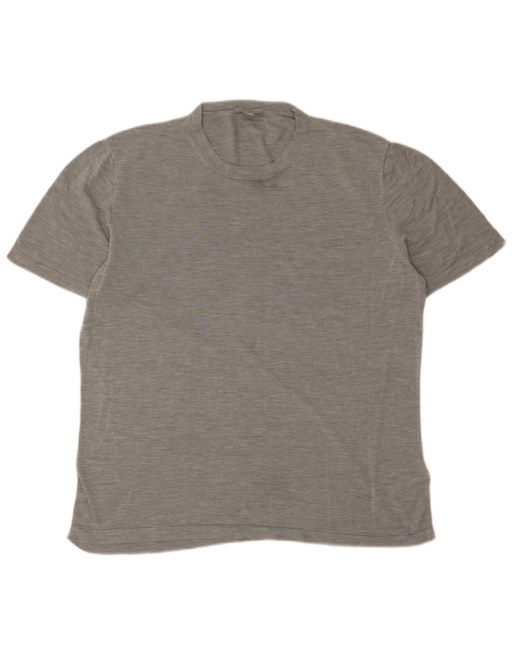 Cos Mens T-Shirt Top Large Grey Flecked Cotton