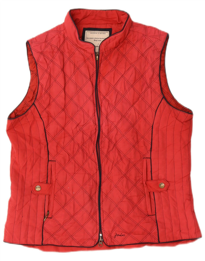 JOULES Womens Quilted Gilet UK 16 Large Red Polyester