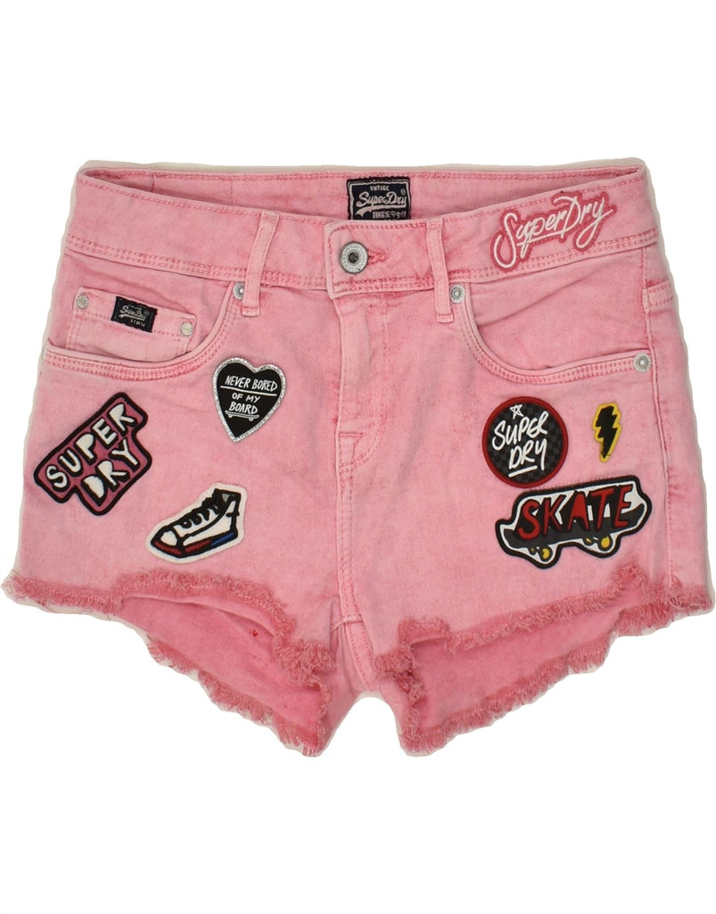 SUPERDRY Womens Graphic Denim Shorts W26 Small  Pink Cotton | Vintage Superdry | Thrift | Second-Hand Superdry | Used Clothing | Messina Hembry 