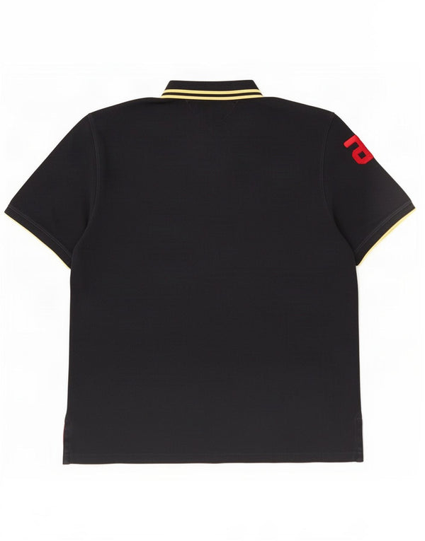 Tommy Hilfiger Mens Graphic Polo Shirt 2XL Black Striped Cotton