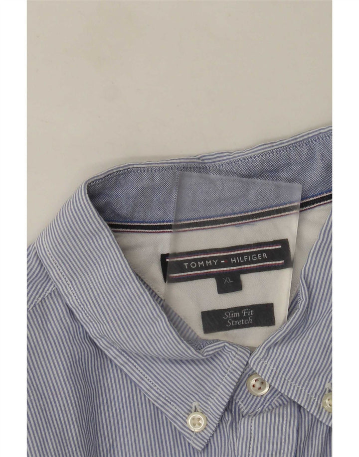 Tommy Hilfiger Mens Slim Fit Shirt XL Blue Striped