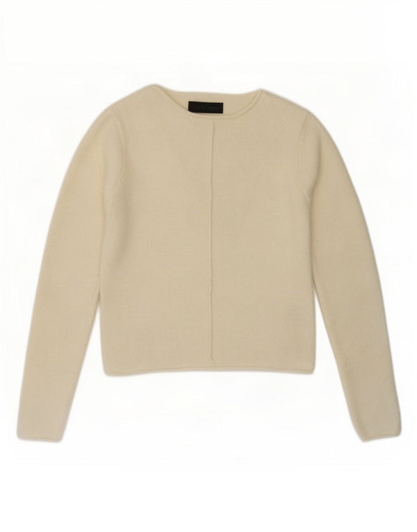 Zara Womens Crop Boat Neck Jumper Sweater UK 10 Small Off White Acrylic