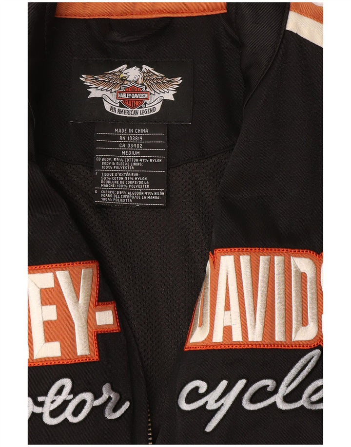 Harley Davidson Womens Tracksuit Top Jacket UK 14 Medium Black Colourblock