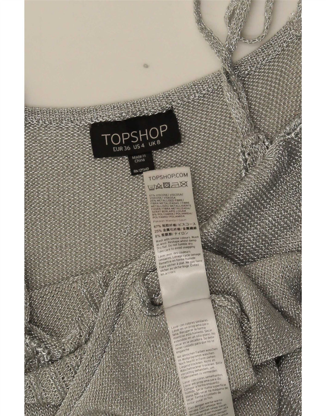 Topshop Womens Slip Dress UK 8 Small Silver Viscose