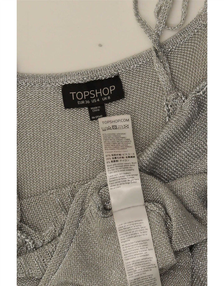 Topshop Womens Slip Dress UK 8 Small Silver Viscose
