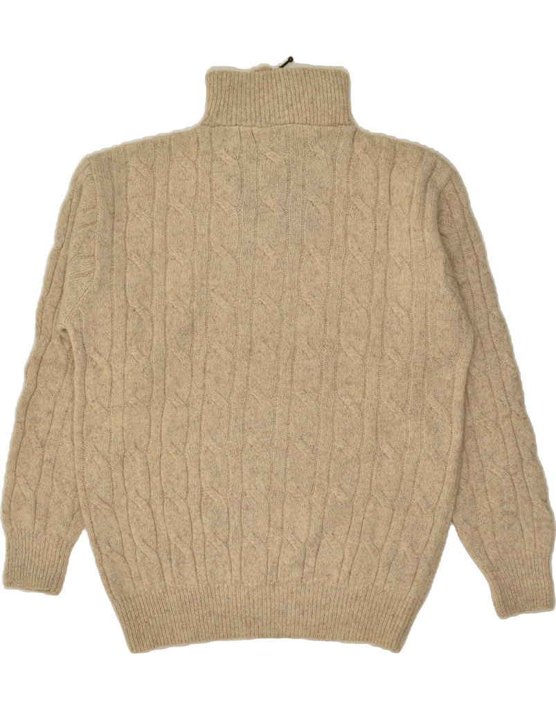 VINTAGE Mens Zip Neck Jumper Sweater Large Beige Wool | Vintage Vintage | Thrift | Second-Hand Vintage | Used Clothing | Messina Hembry 