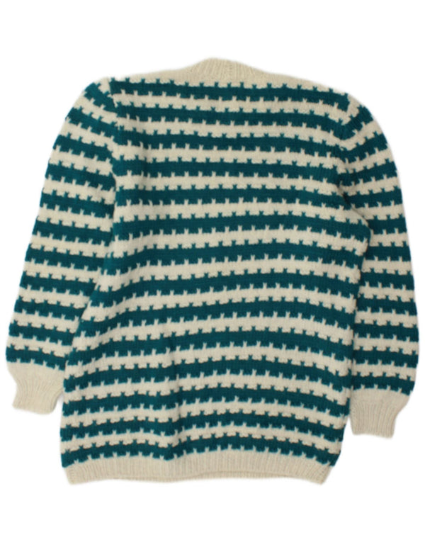Vintage Womens Crew Neck Jumper Sweater UK 14 Large Green Geometric
