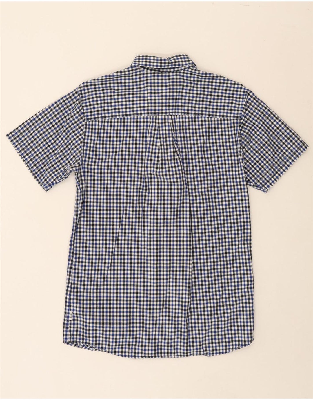 JACK & JONES Mens Slim Fit Short Sleeve Shirt Small Blue Gingham Cotton Vintage Jack & Jones and Second-Hand Jack & Jones from Messina Hembry 