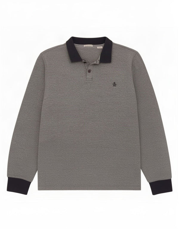 Penguin Mens Heritage Long Sleeve Polo Shirt Medium Navy Blue Classic