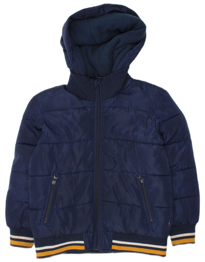 Levi's Boys Graphic Hooded Padded Jacket 7-8 Years Navy Blue Polyester