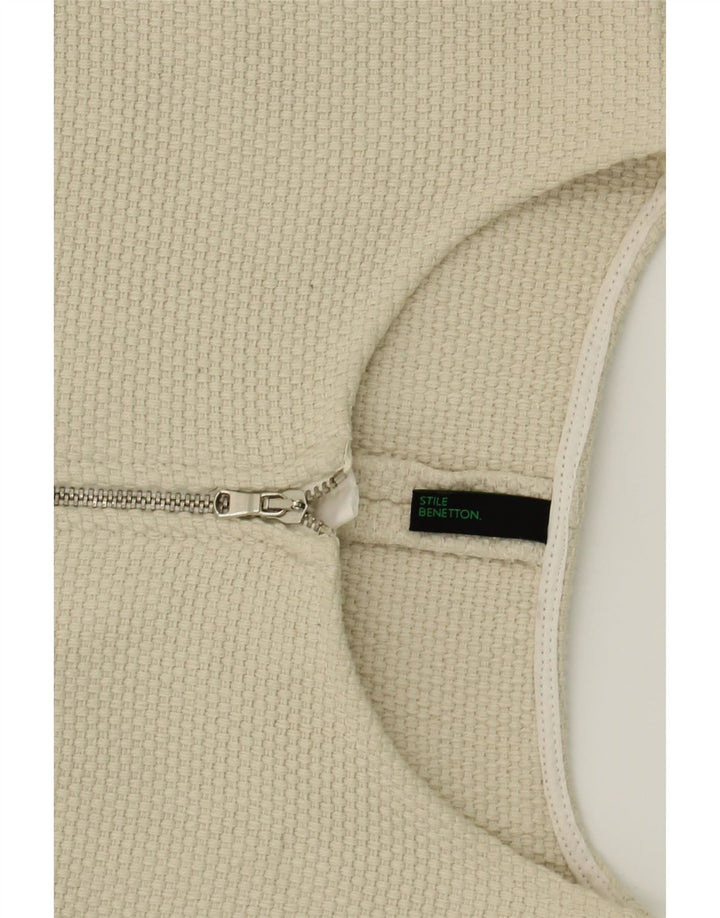 BENETTON Womens Basic Dress UK 10 Small Beige Cotton Vintage Benetton and Second-Hand Benetton from Messina Hembry 