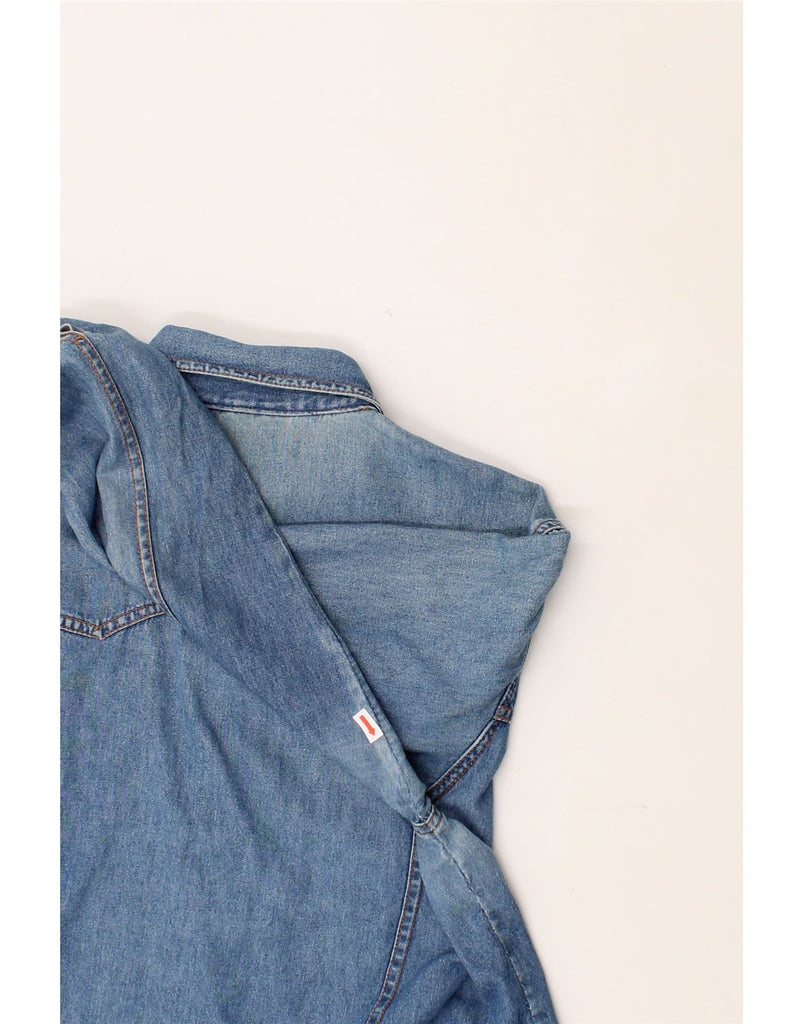 VINTAGE Womens Denim Shirt UK 14 Medium Blue Cotton Vintage Vintage and Second-Hand Vintage from Messina Hembry 