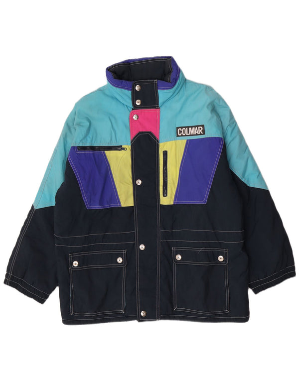 Colmar Womens Hooded Loose Fit Ski Jacket Size 42 Large Blue Colourblock
