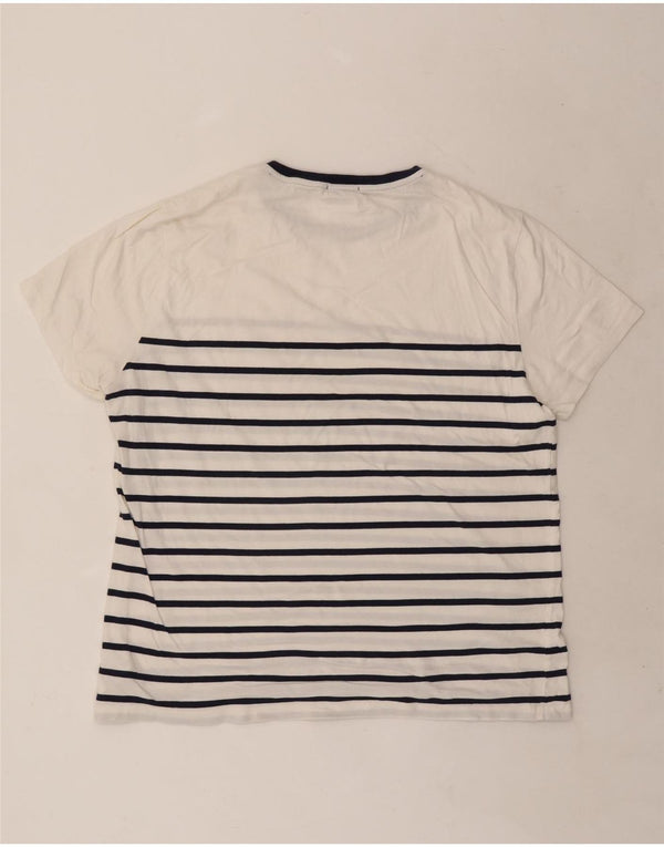 Polo Ralph Lauren Mens Custom Slim Fit T-Shirt Top XL White Striped Cotton
