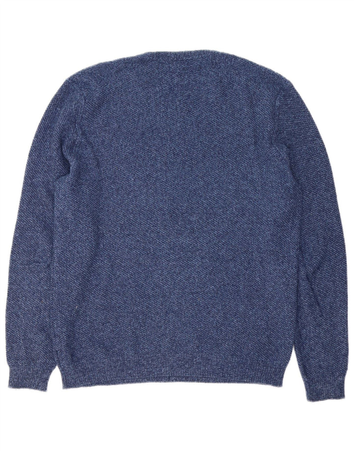 Massimo Dutti Mens Crew Neck Jumper Sweater Medium Navy Blue Cotton