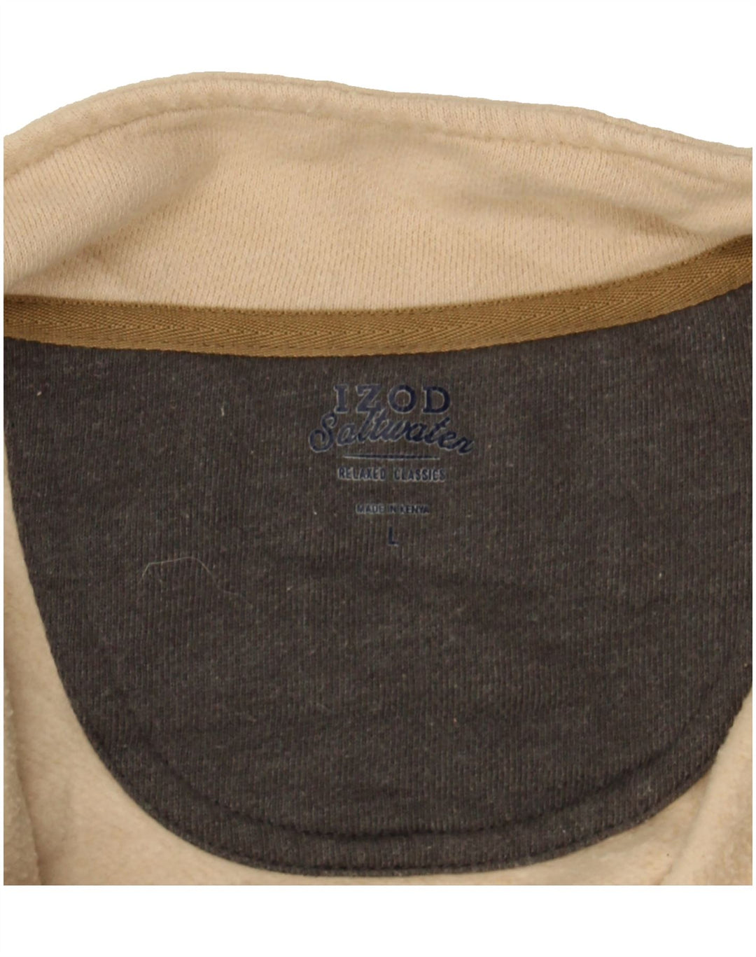 IZOD Mens Salt Water Zip Neck Sweatshirt Jumper Large Beige Cotton Vintage Izod and Second-Hand Izod from Messina Hembry 