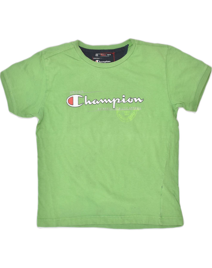 CHAMPION Boys Graphic T-Shirt Top 9-10 Years Medium Green | Vintage | Thrift | Second-Hand | Used Clothing | Messina Hembry 