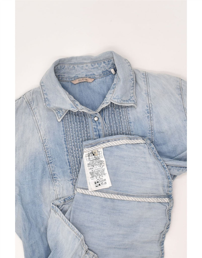 GUESS Womens Denim Shirt UK 4  XS Blue Cotton | Vintage Guess | Thrift | Second-Hand Guess | Used Clothing | Messina Hembry 