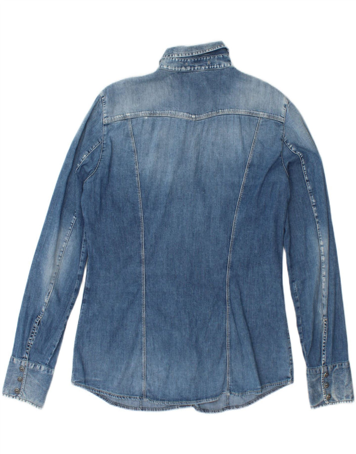 GAS Womens Denim Shirt UK 14 Large Blue Cotton