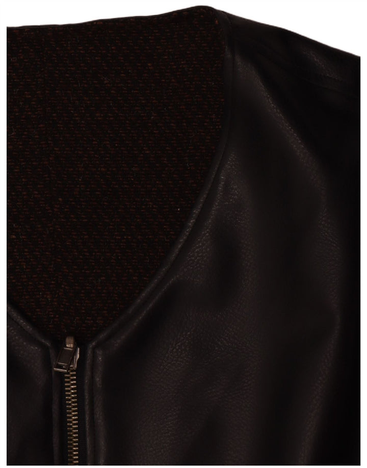 Vintage Mens Leather Gilet UK 38 Medium Black