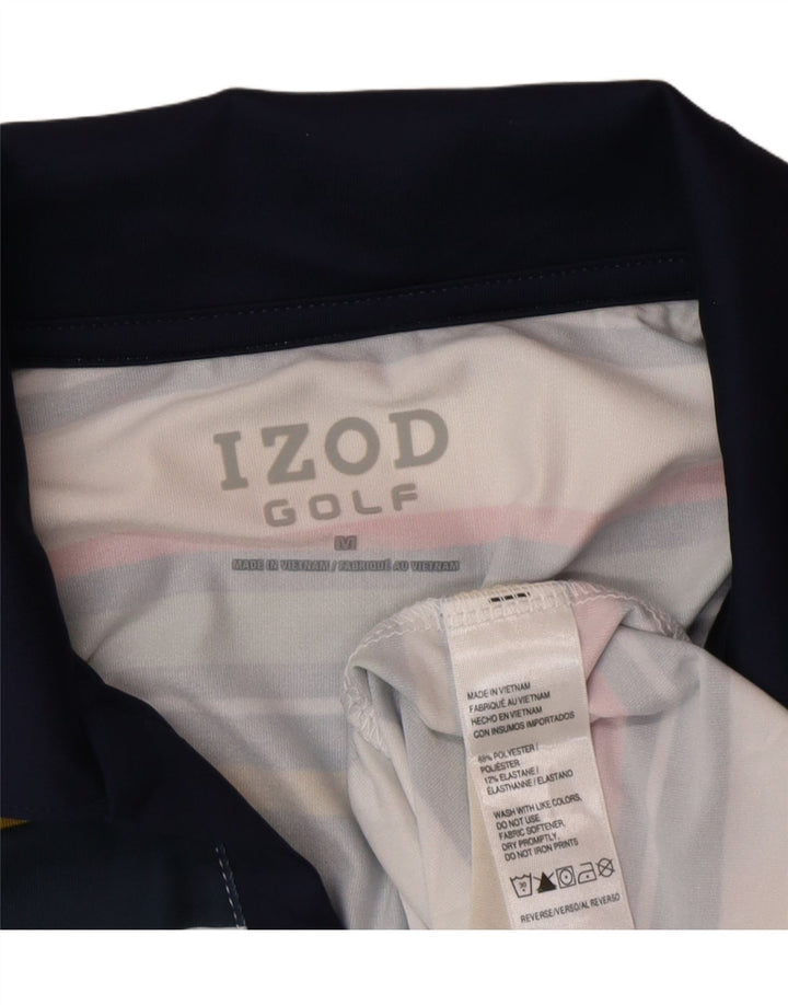 Izod Womens Polo Shirt UK 14 Medium Multicoloured Striped Polyester