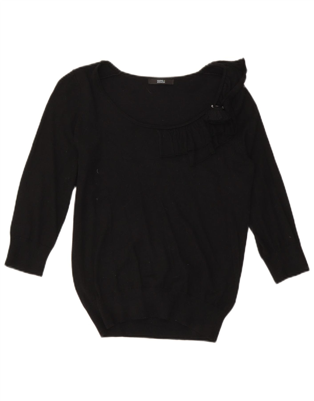 Marks & Spencer Womens Boat Neck Jumper Sweater UK 10 Small Black