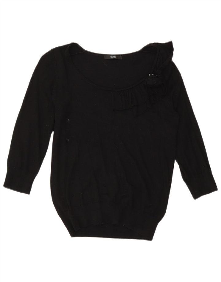 Marks & Spencer Womens Boat Neck Jumper Sweater UK 10 Small Black