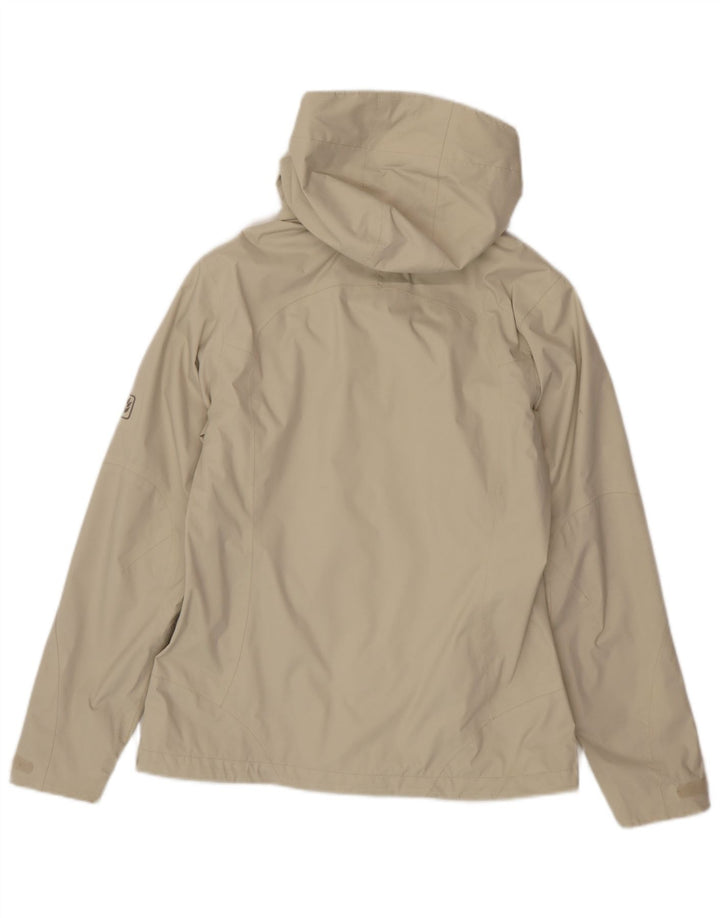 Jack Wolfskin Womens Hooded Rain Jacket UK 8/10 Small Beige Polyamide