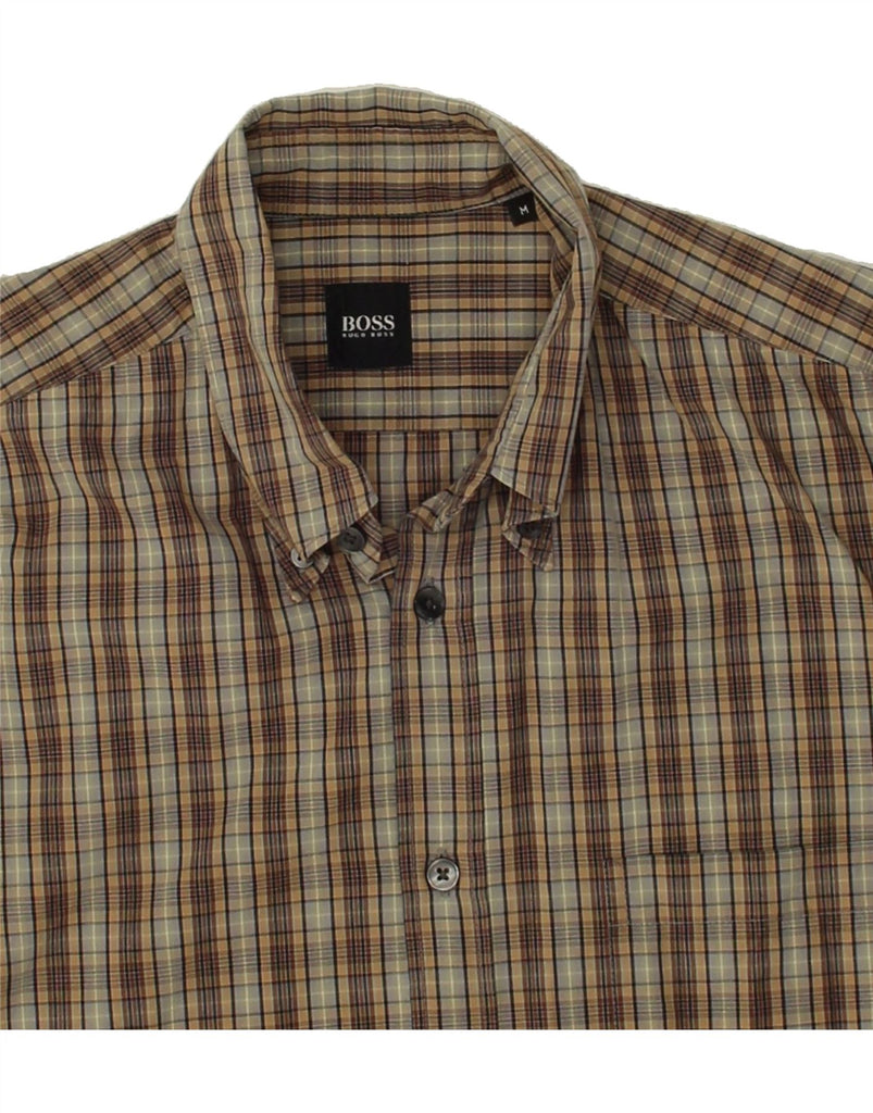 HUGO BOSS Mens Shirt Medium Brown Check | Vintage Hugo Boss | Thrift | Second-Hand Hugo Boss | Used Clothing | Messina Hembry 