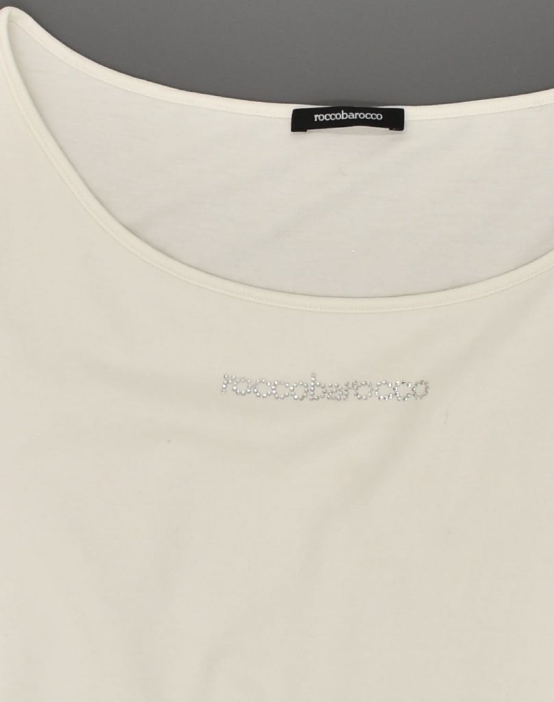 ROCCOBAROCCO Womens T-Shirt Top IT 50 XL White Cotton | Vintage Roccobarocco | Thrift | Second-Hand Roccobarocco | Used Clothing | Messina Hembry 