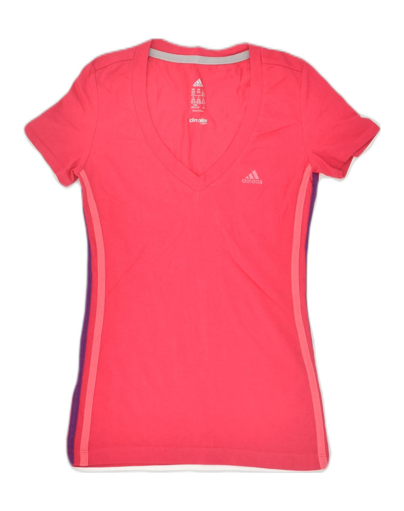 ADIDAS Womens Climalite T-Shirt Top UK 0/2 2XS Pink Cotton | Vintage Adidas | Thrift | Second-Hand Adidas | Used Clothing | Messina Hembry 