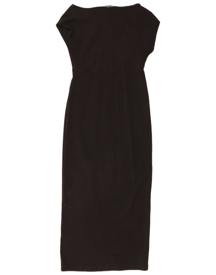 Zara Womens Maxi Dress UK 14 Large Black Cotton