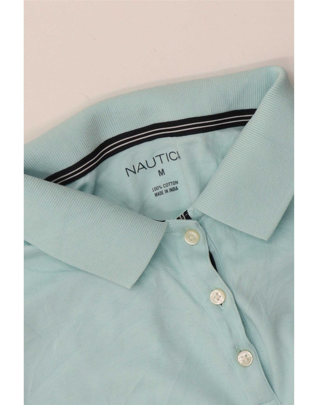 Nautica Womens Polo Shirt UK 14 Medium Blue Cotton