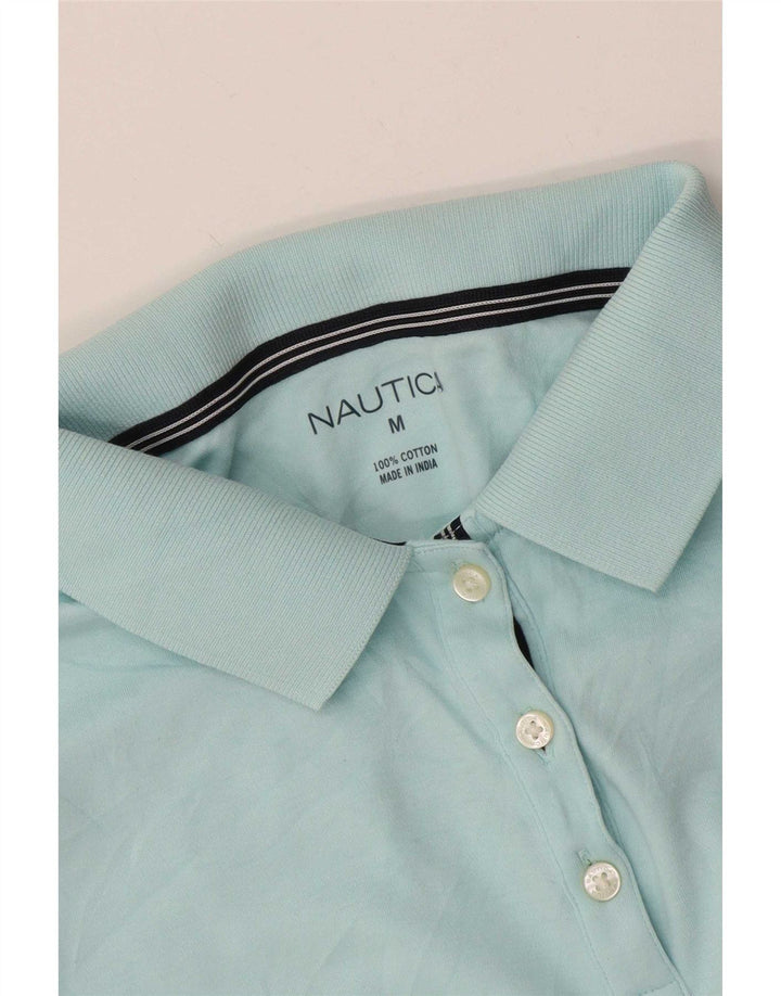 Nautica Womens Polo Shirt UK 14 Medium Blue Cotton