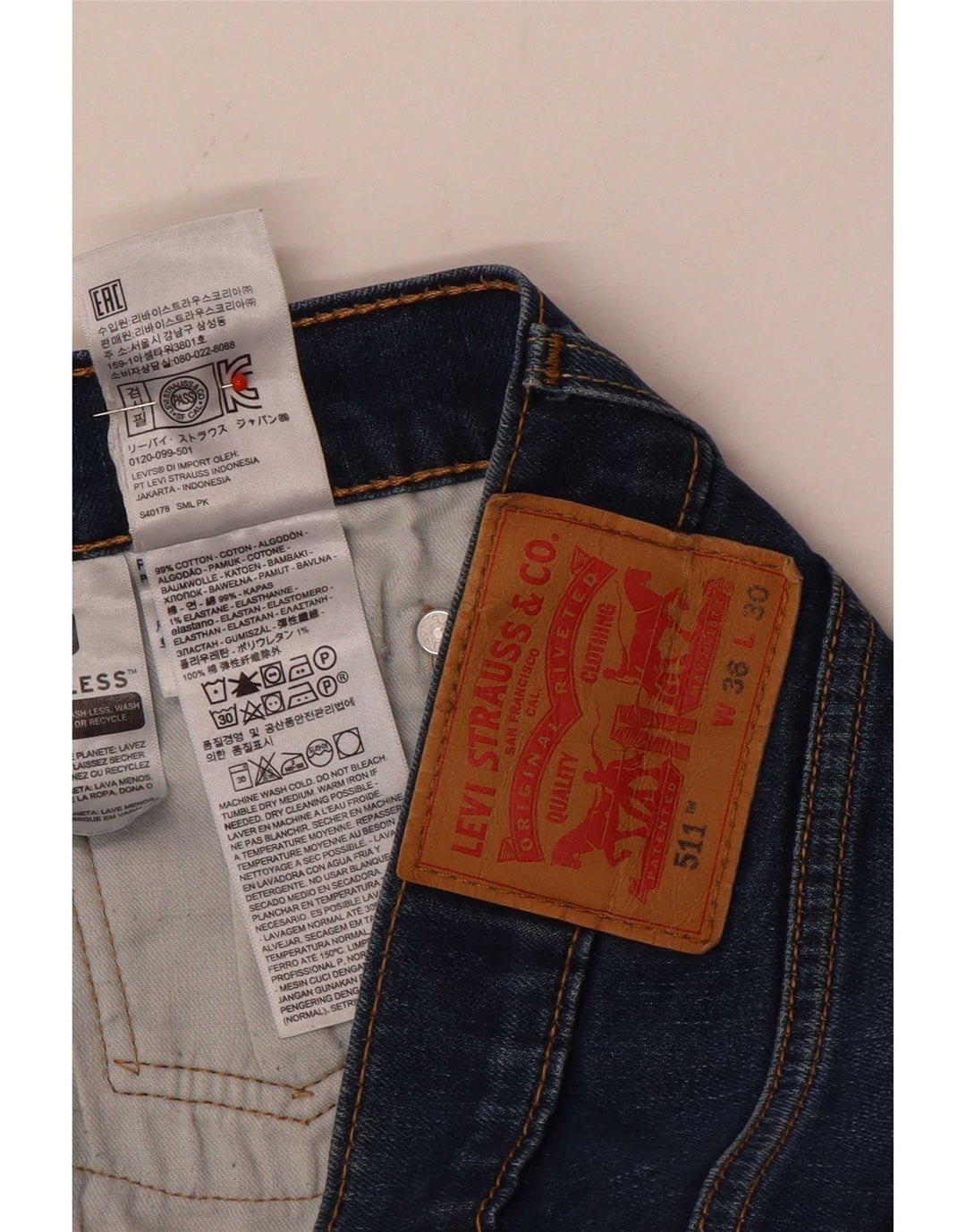 Levi's Mens 511 Slim Jeans W36 L30 Blue Cotton