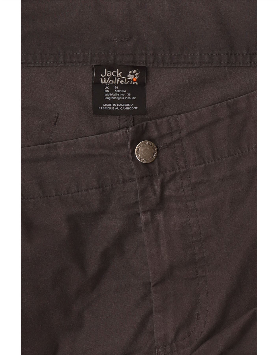JACK WOLFSKIN Mens Straight Cargo Trousers W36 L32 Grey Cotton