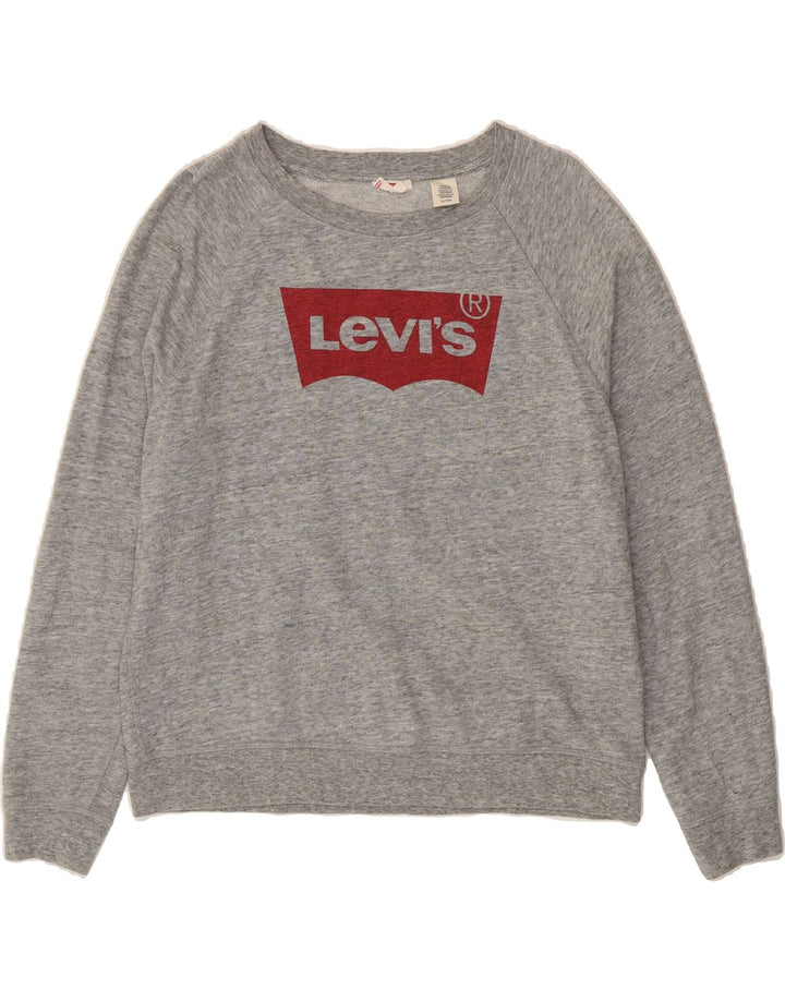 LEVI'S Womens Graphic Sweatshirt Jumper UK 18 XL Grey Cotton Vintage Levi's and Second-Hand Levi's from Messina Hembry 