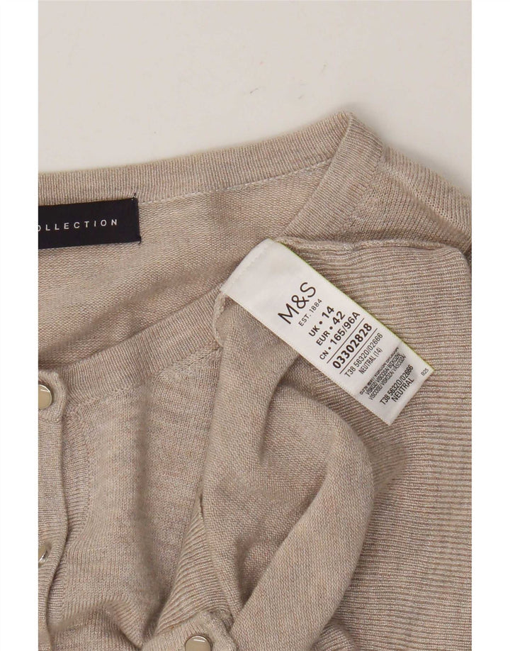 Marks & Spencer Womens Cardigan Sweater UK 14 Medium Beige Flecked Viscose