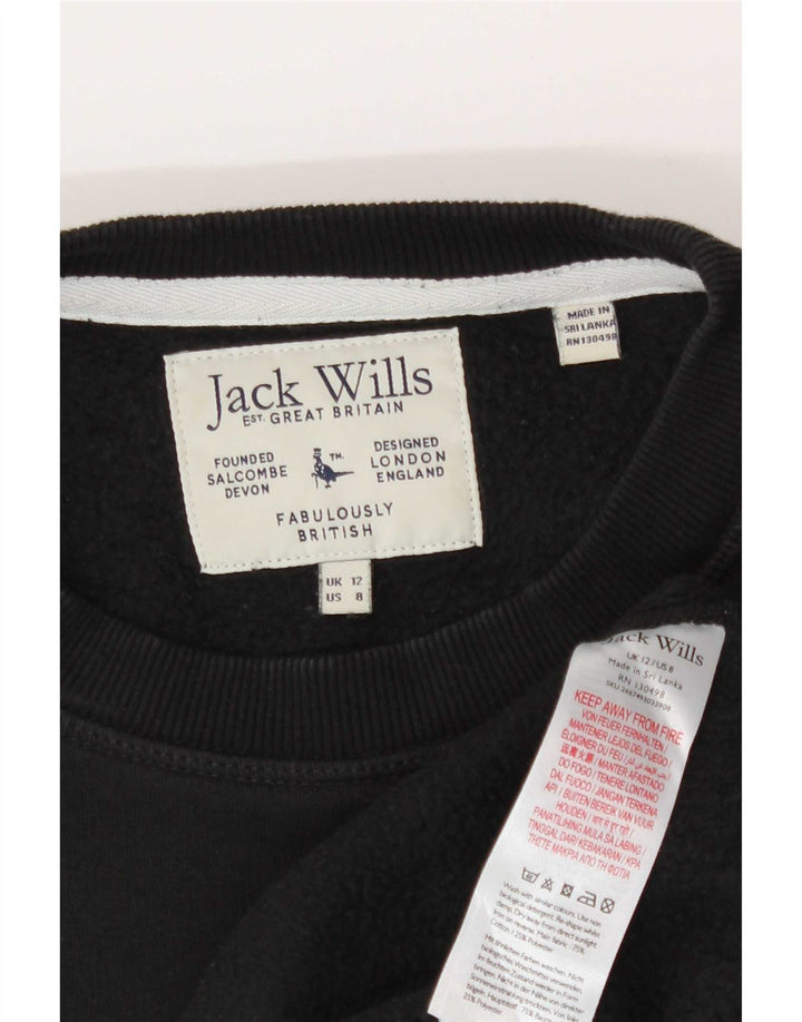 Jack Wills Womens Graphic Oversized Sweatshirt Jumper UK 12 Medium Black